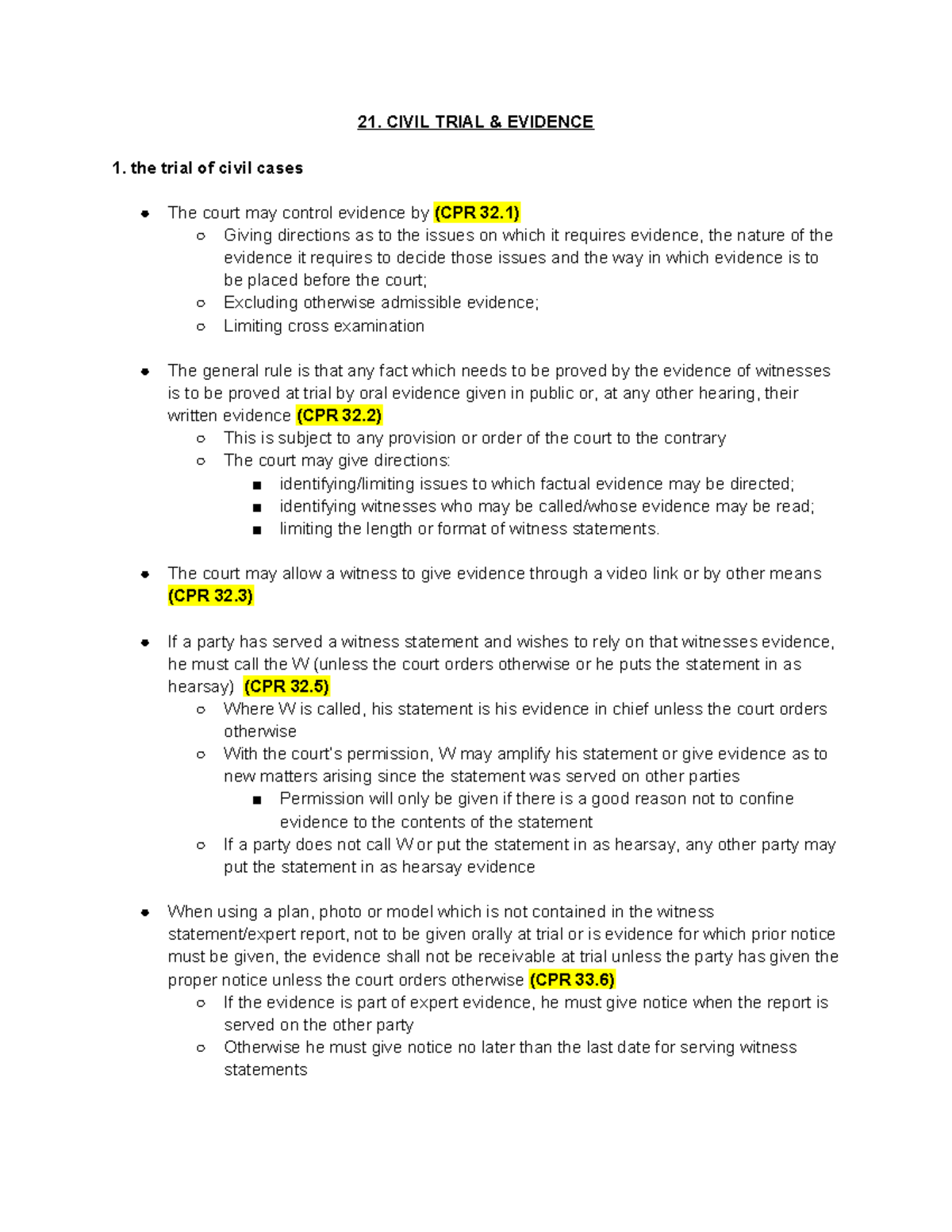 21. Civil Trial AND Evidence - 21. CIVIL TRIAL & EVIDENCE the trial of ...