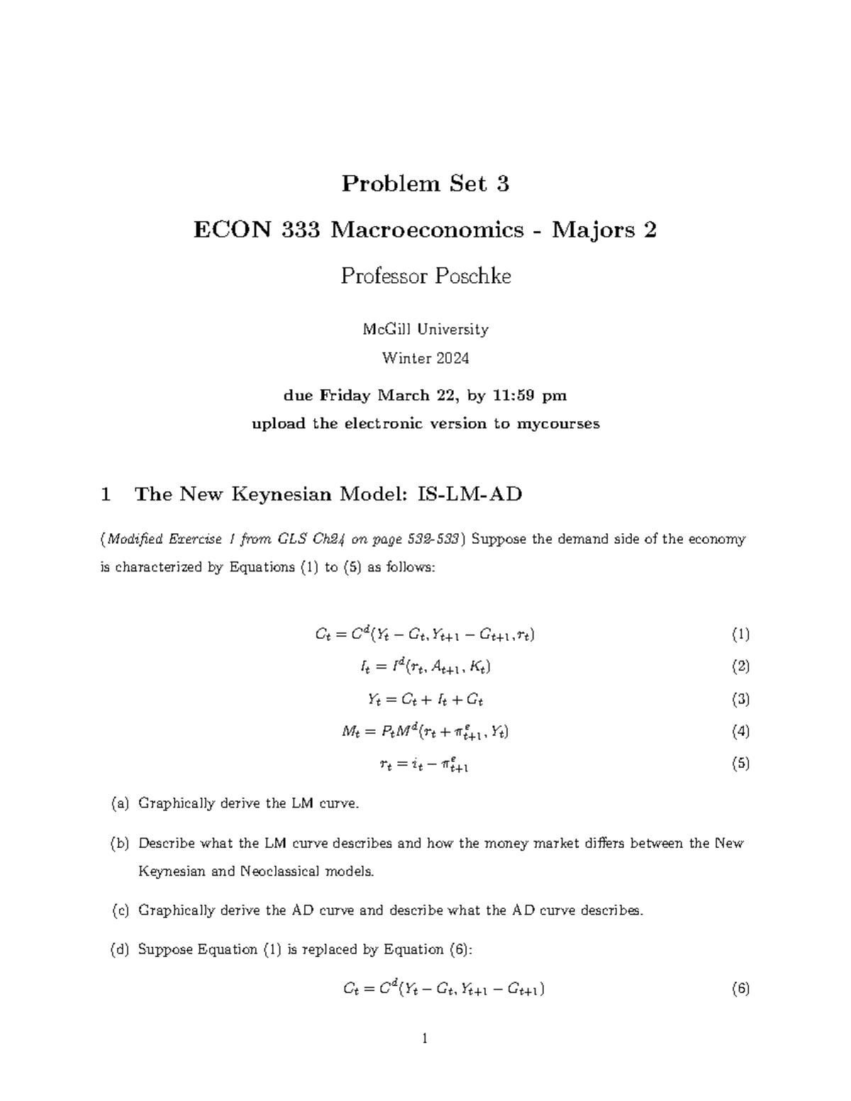 ECON 333 Macroeconomics - Problem Set 3 Overview and Analysis - Studocu