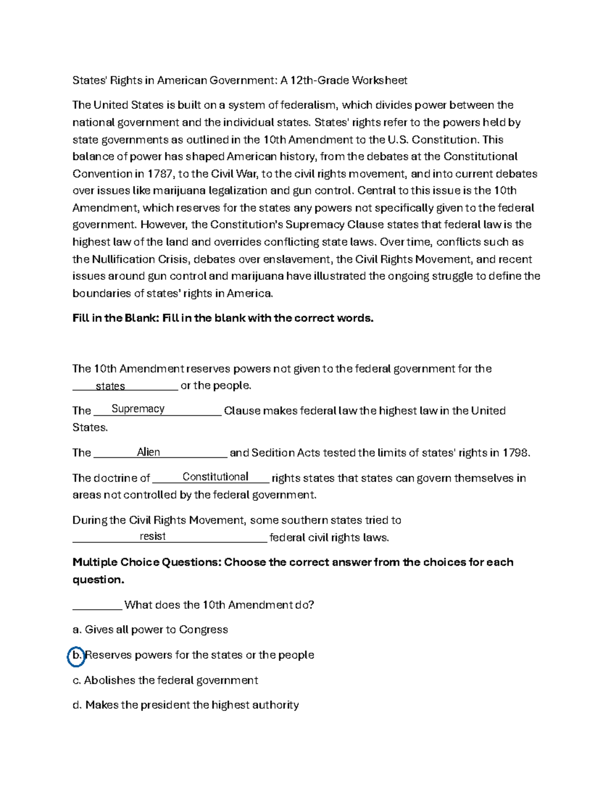 Kami Export - States v Federal Rights Handout - States' Rights in ...