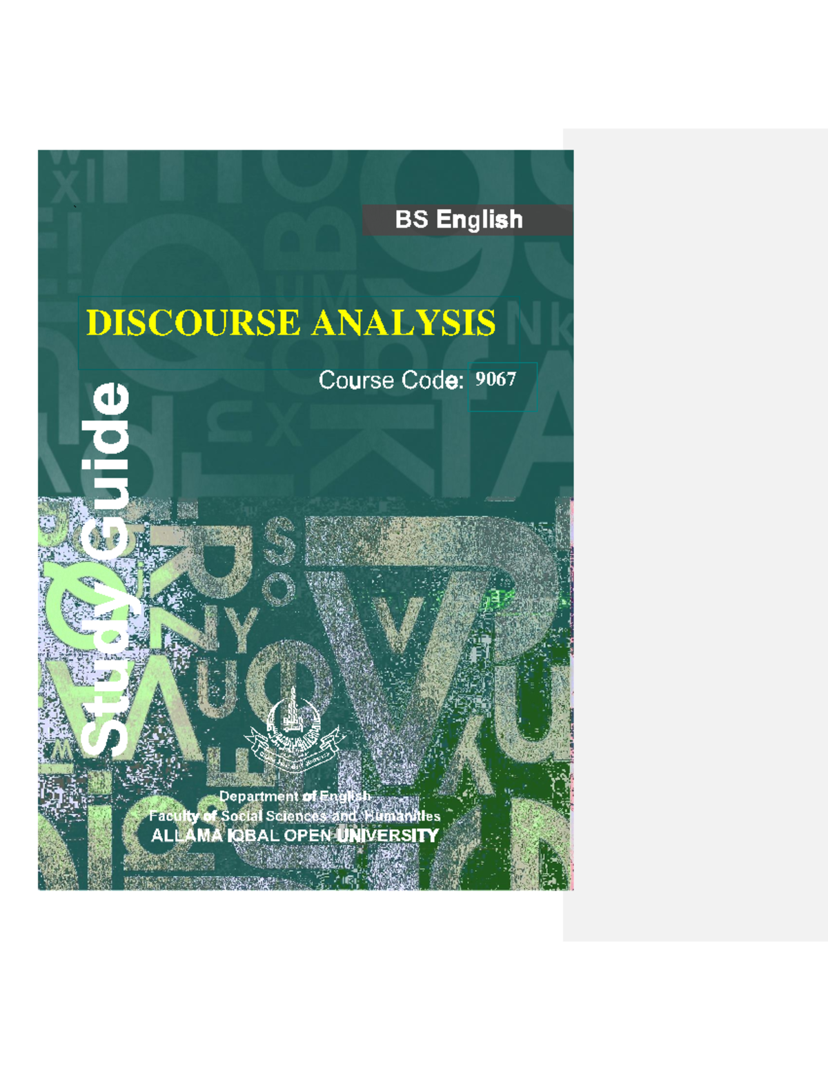 Discourse Analysis Course Notes - BS English 9067 - Studocu