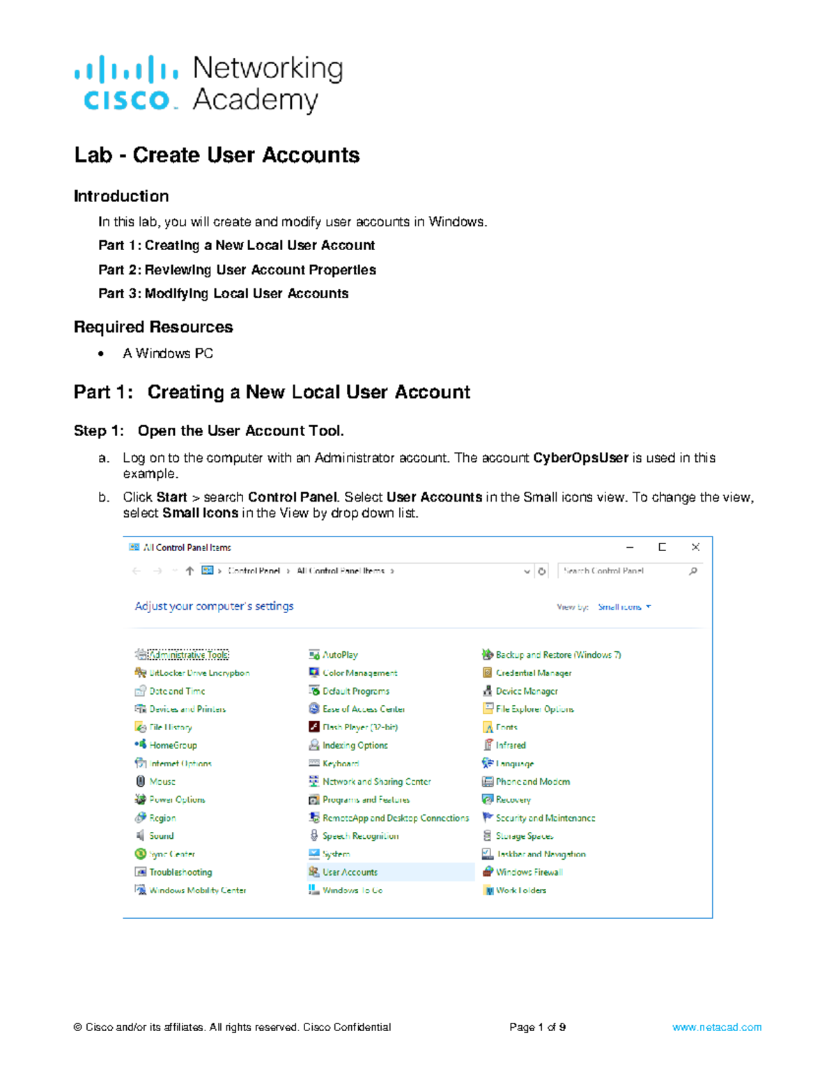 2.2.1.10 Lab - Creating and Modifying User Accounts in Windows - Studocu