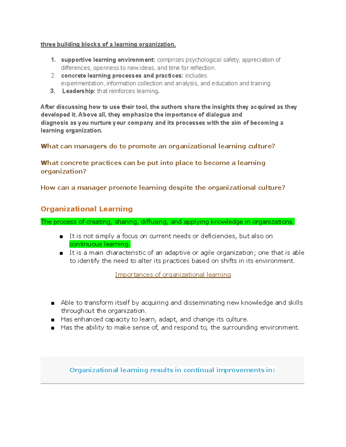 EDUC - Summary of Organizational Learning in Training & Development ...