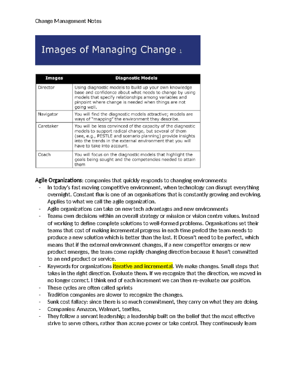 MNGT 101: Agile Organizations & Change Management Notes - Studocu