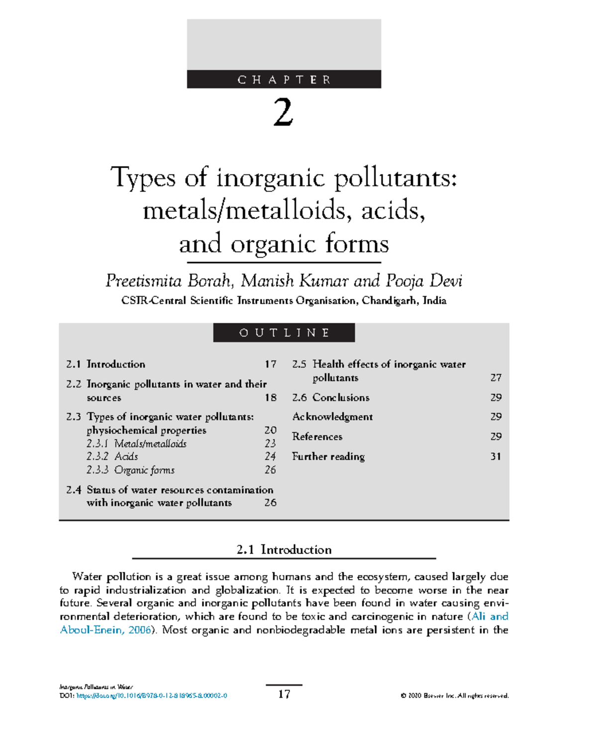 C H A P T E R 2 Inorganic Pollutants in Water: Acids & Organic Forms ...