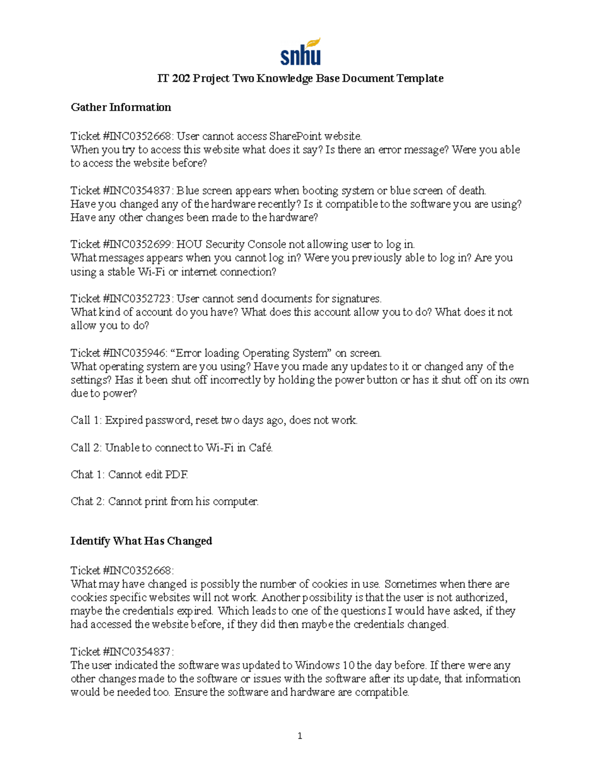 IT 202 Project Two Knowledge Base & Technical Support Guide - Studocu