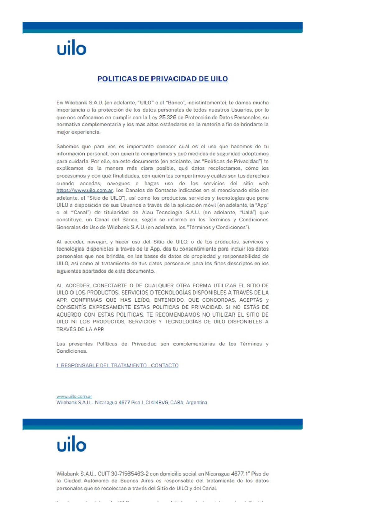 Www uilo com ar privacidad - uilo POLITICAS DE PRIVACIDAD DE UILO En ...