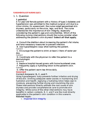 FUNDAMENTALS OF NURSING QUIZ 3: Key Concepts and Answers - Studocu