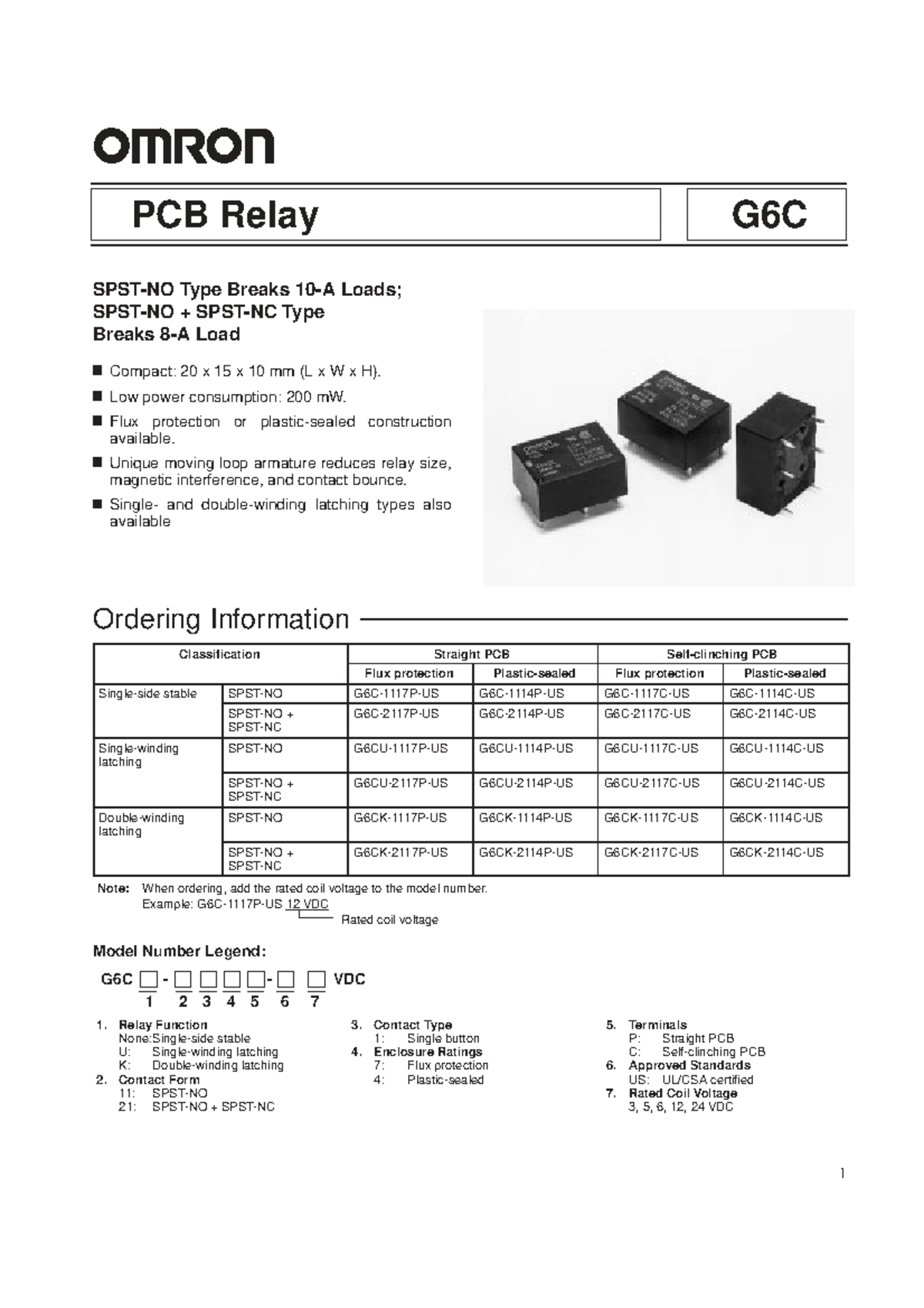 Omron G6C Relay Specifications and Ordering Info - Studocu