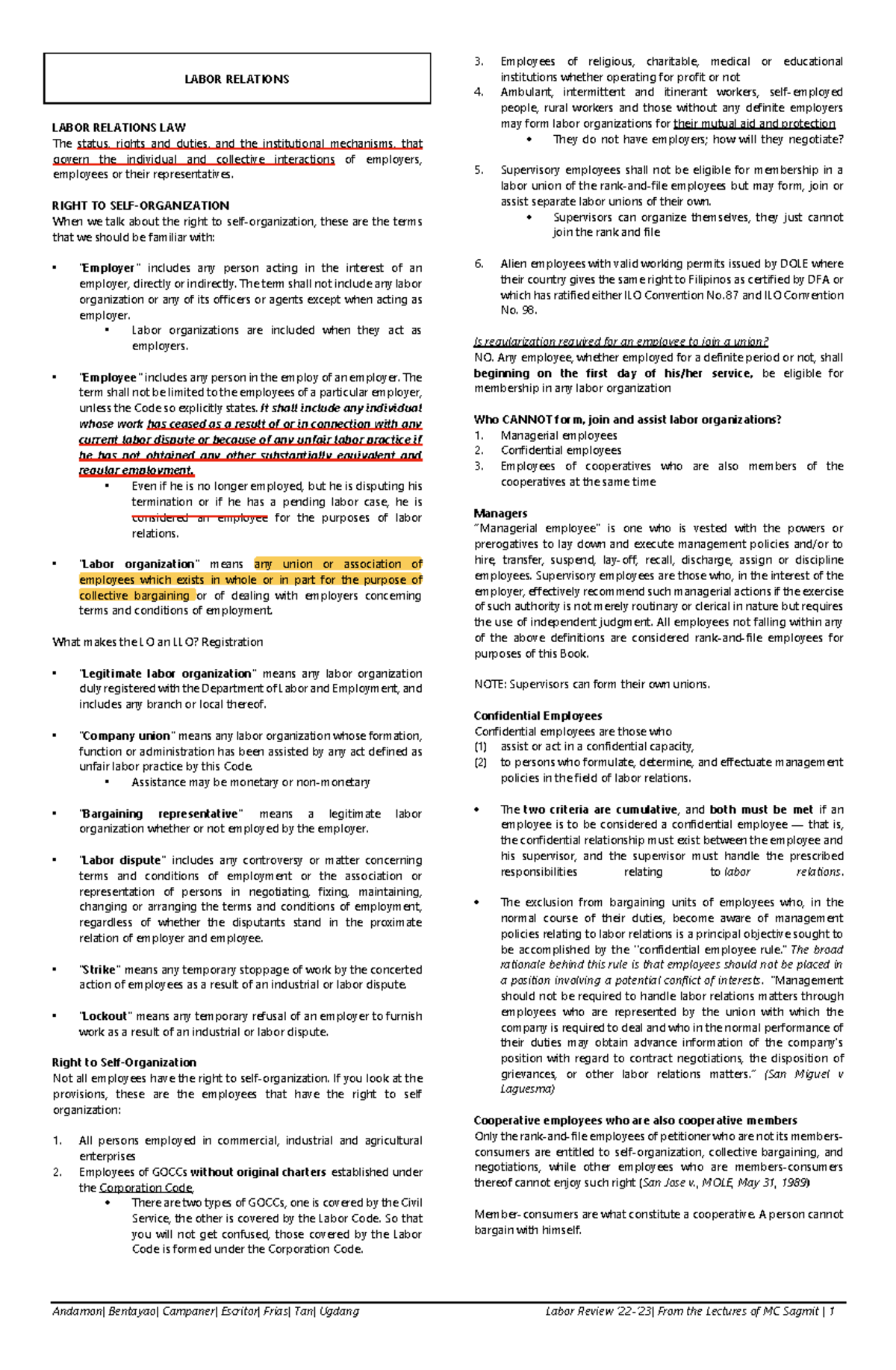 Labor Relations Law Review: Key Concepts and Case Studies - Studocu