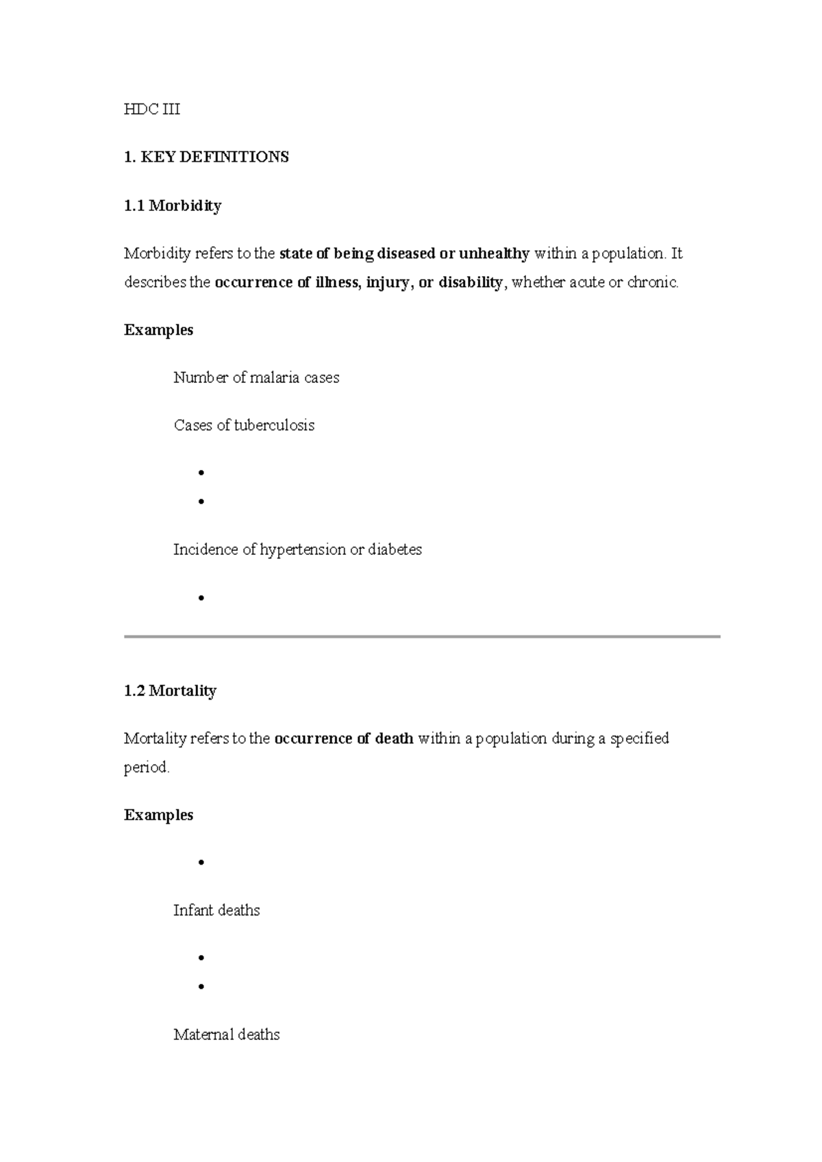 HDC III - Lecture Notes on Morbidity and Mortality Data Extraction ...