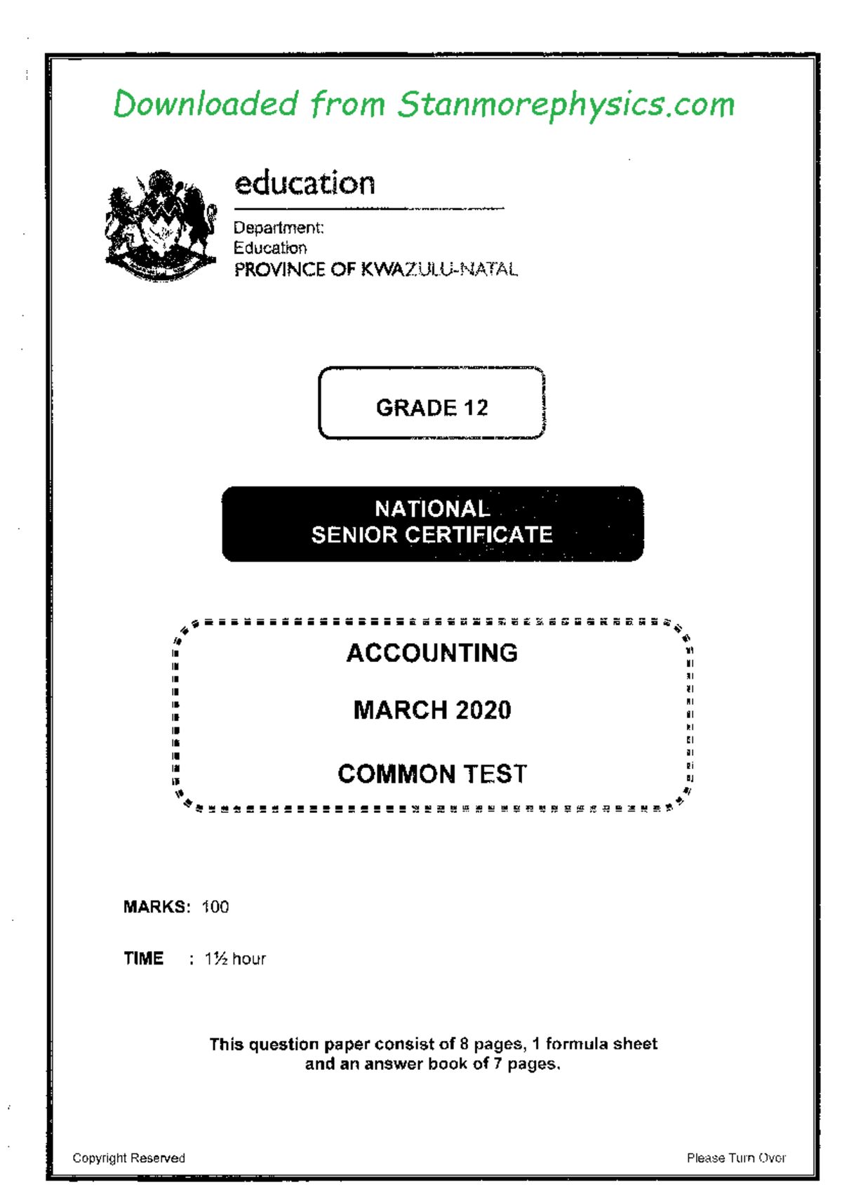 Account grade 12 March 2020 1 - Downloaded from Stanmorephysics ...