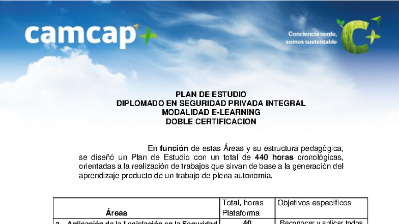 PLAN DE ESTUDIO DIPLOMADO EN SEGURIDAD PRIVADA - 440 HORAS - Studocu