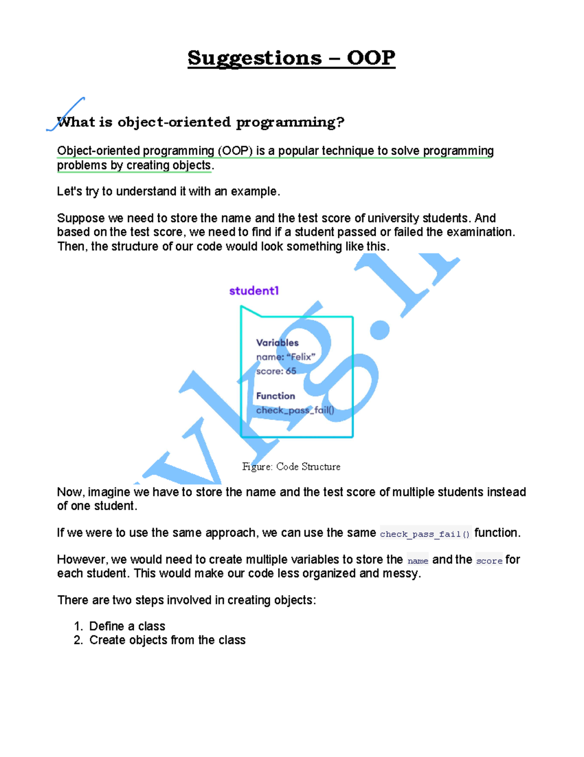Suggestions OOP-CPP - Summary Object Oriented Programming - Suggestions ...