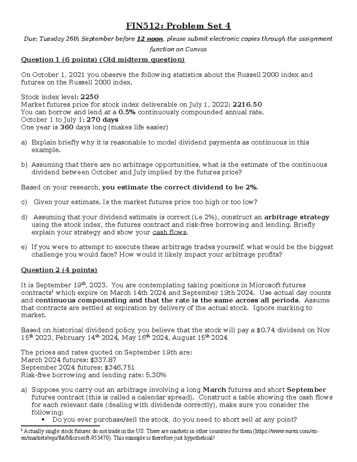 PS4 - Financial Derivatives Problem Set 4 Analysis and Solutions - Studocu