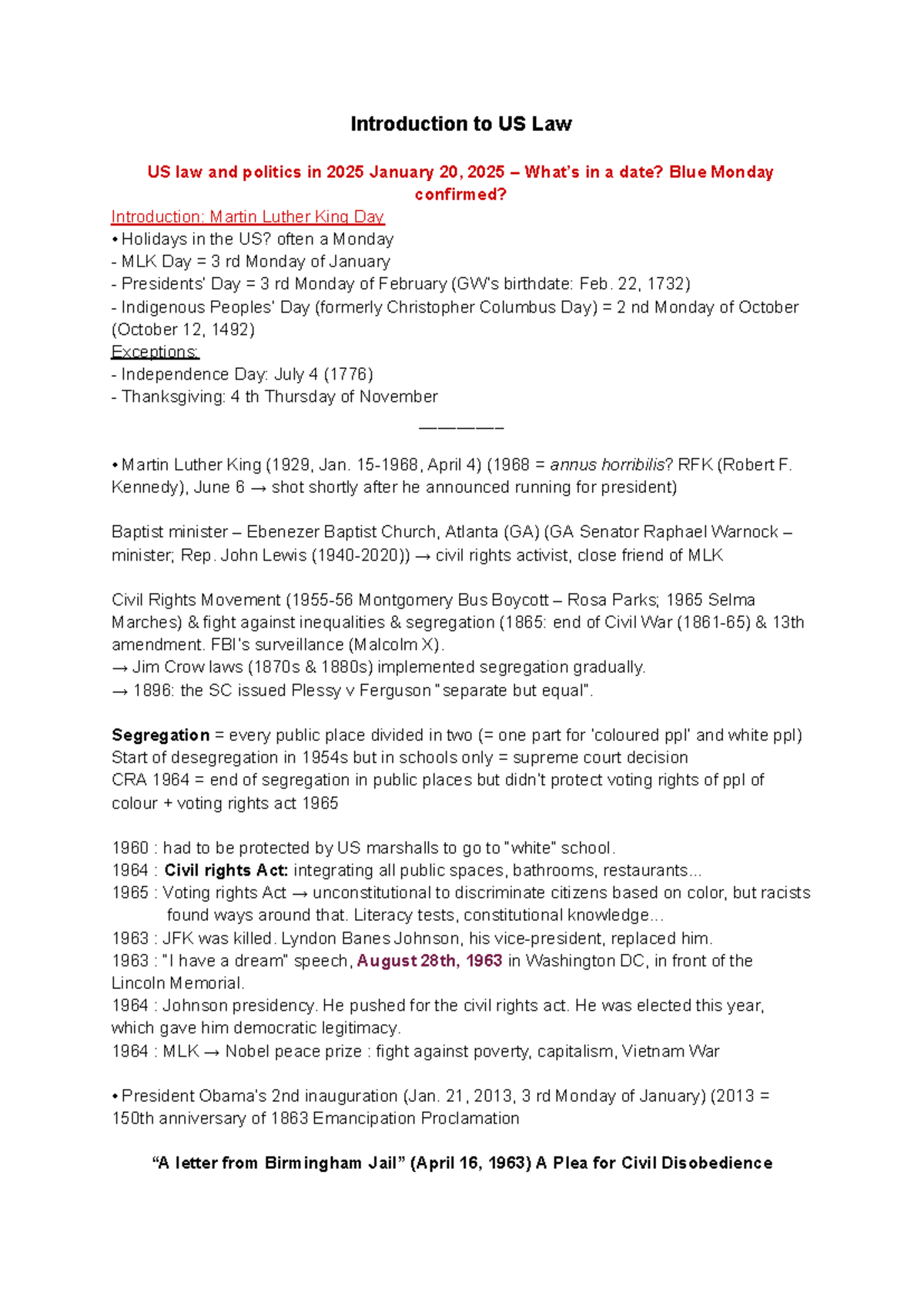 CM 101: Introduction to US Law - Key Events and Civil Rights Overview ...