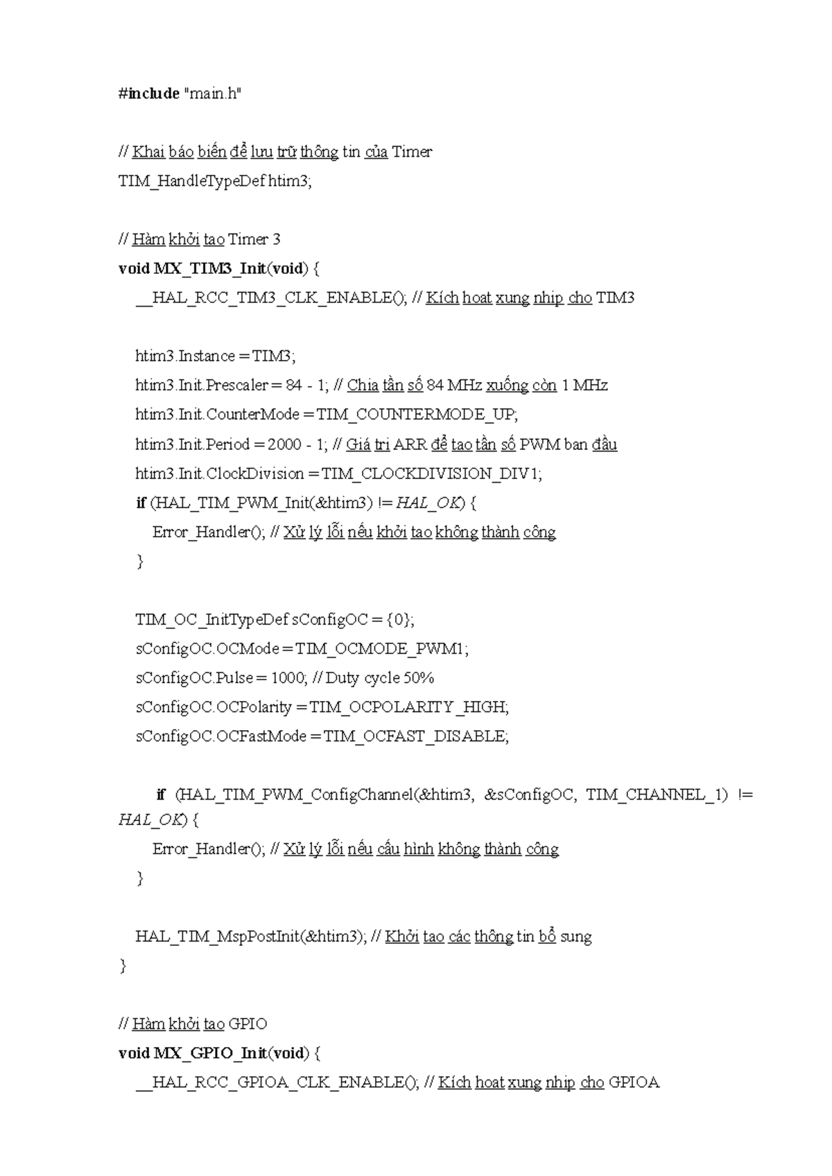 Code - Timer 3 Initialization and GPIO Setup for STM32 - Studocu