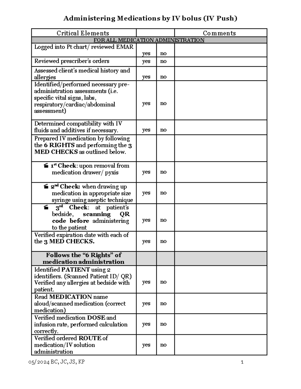 Administering Medications by IV bolus Fall 2024 - Copy - Critical ...