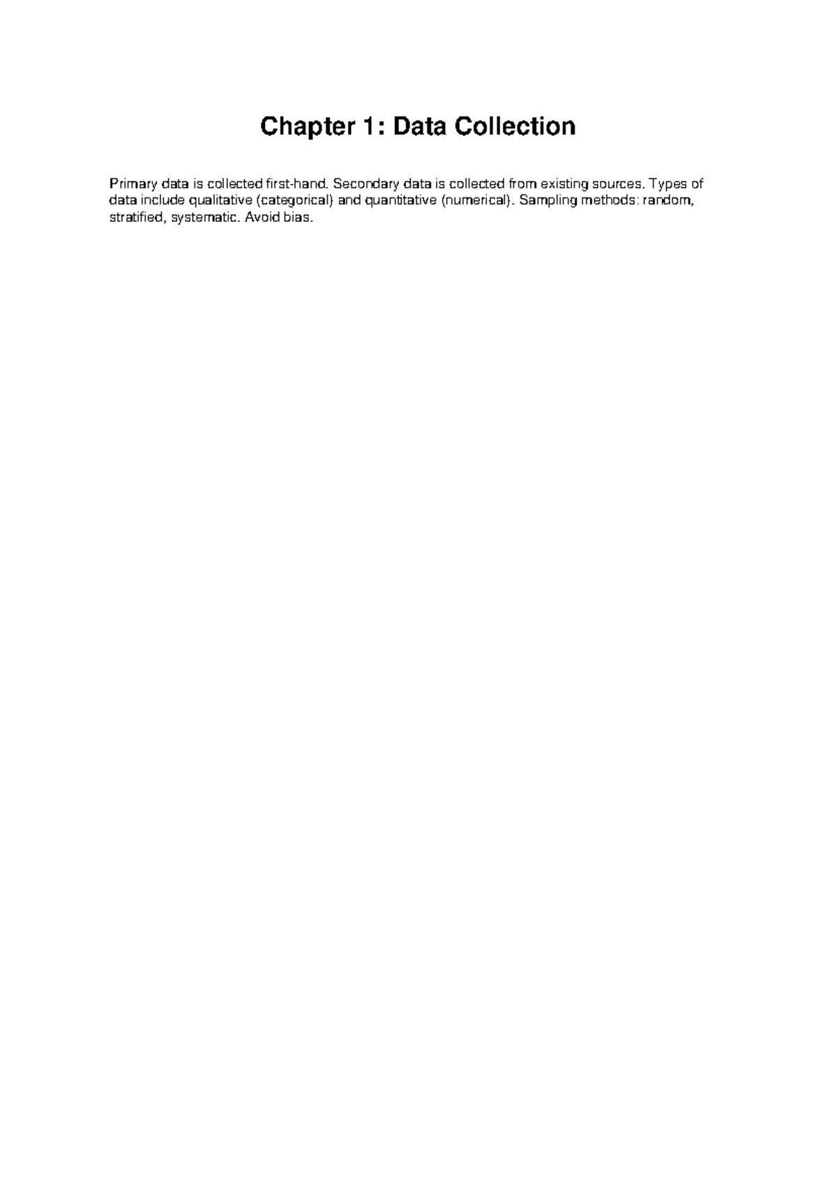 GCSE Statistics Revision Guide: Data Collection & Representation - Studocu