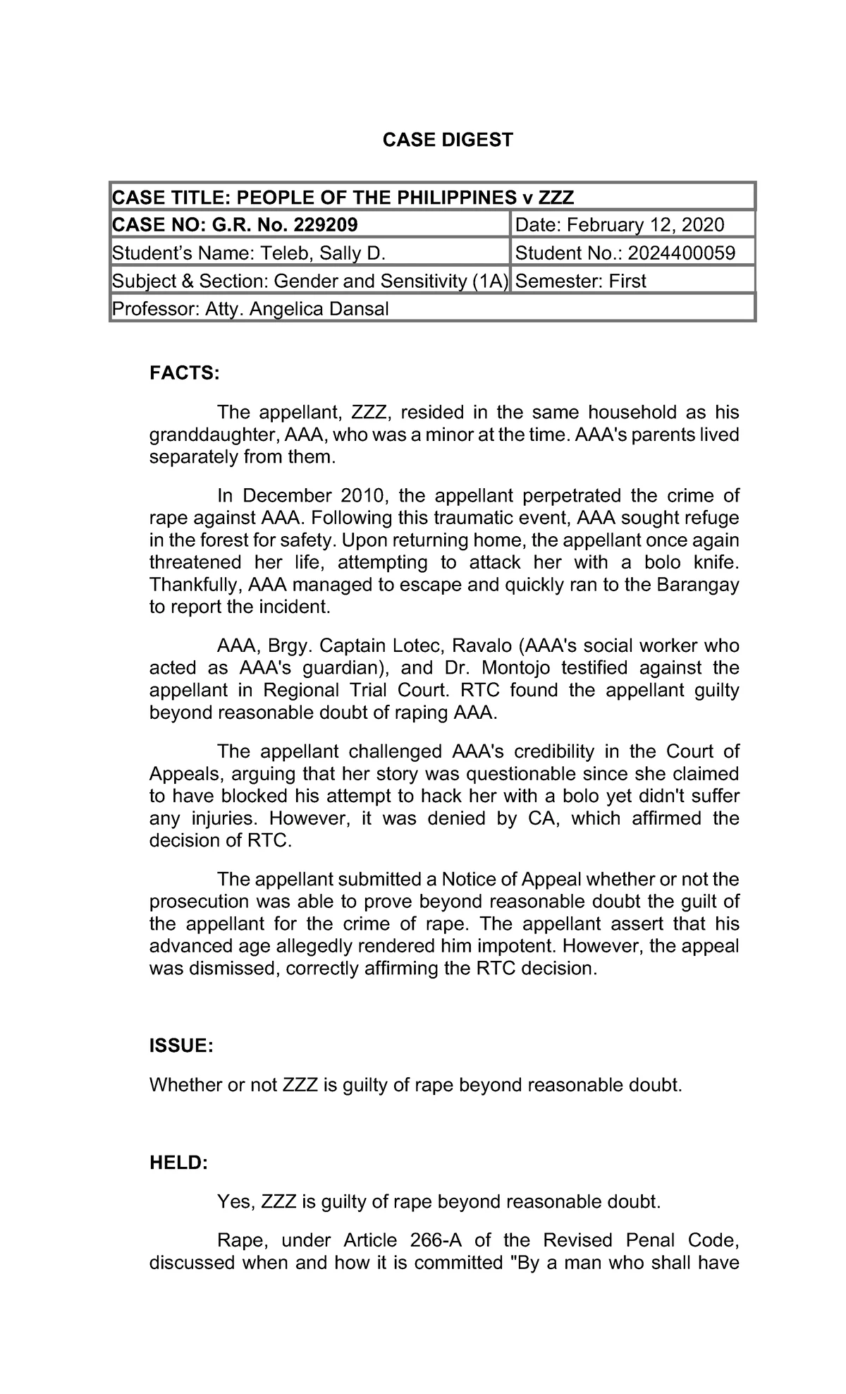 People v. Echegaray Digest - DOCTRINE: Section 11 of RA 7659 states ...