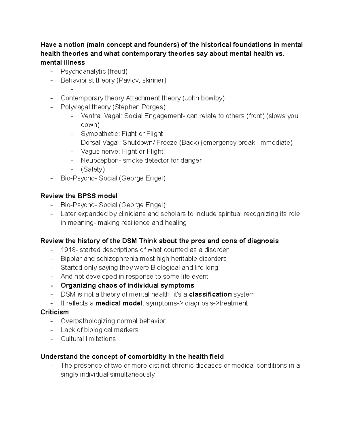 Mental Health Theories and DSM Overview - Studocu