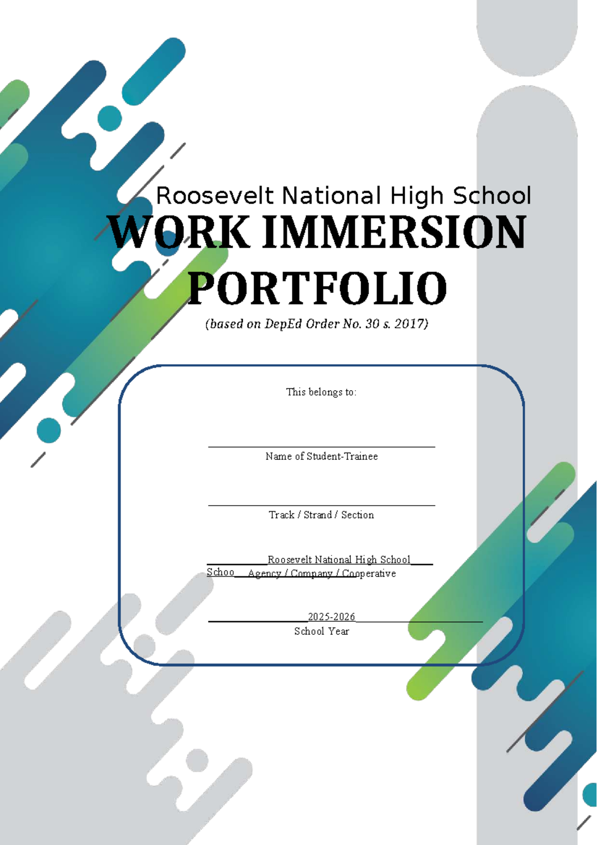 SHS Work Immersion Portfolio: Guidelines & Activities (DepEd Order No ...
