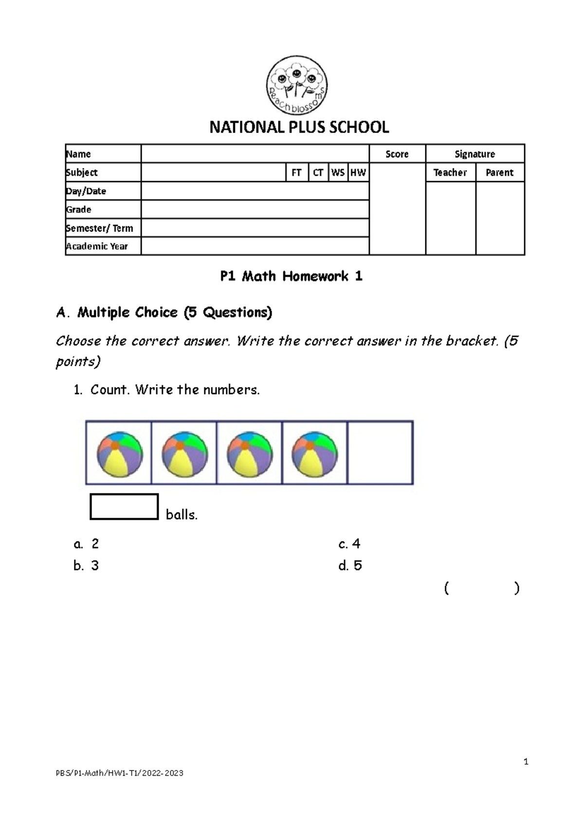 P1 Math Homework 1: Multiple Choice & Short Answer (Ch. 1 & 2) - Studocu