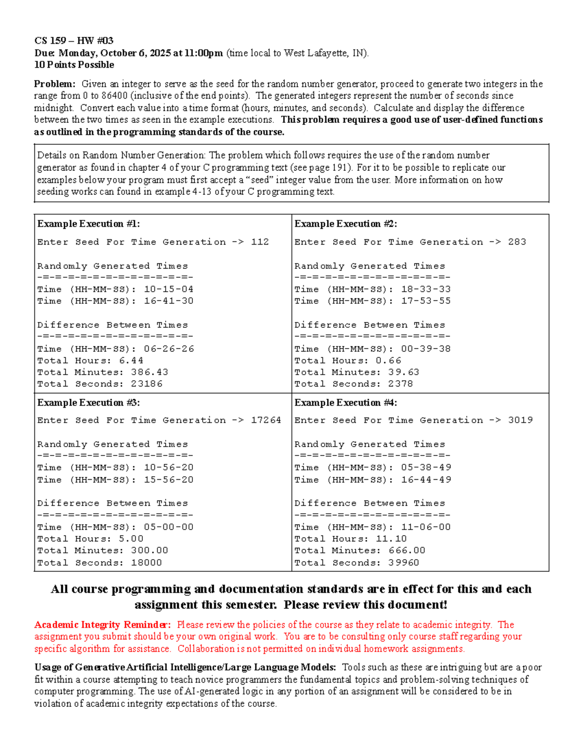 CS 159 HW4: Random Time Generation and Difference Calculation - Studocu