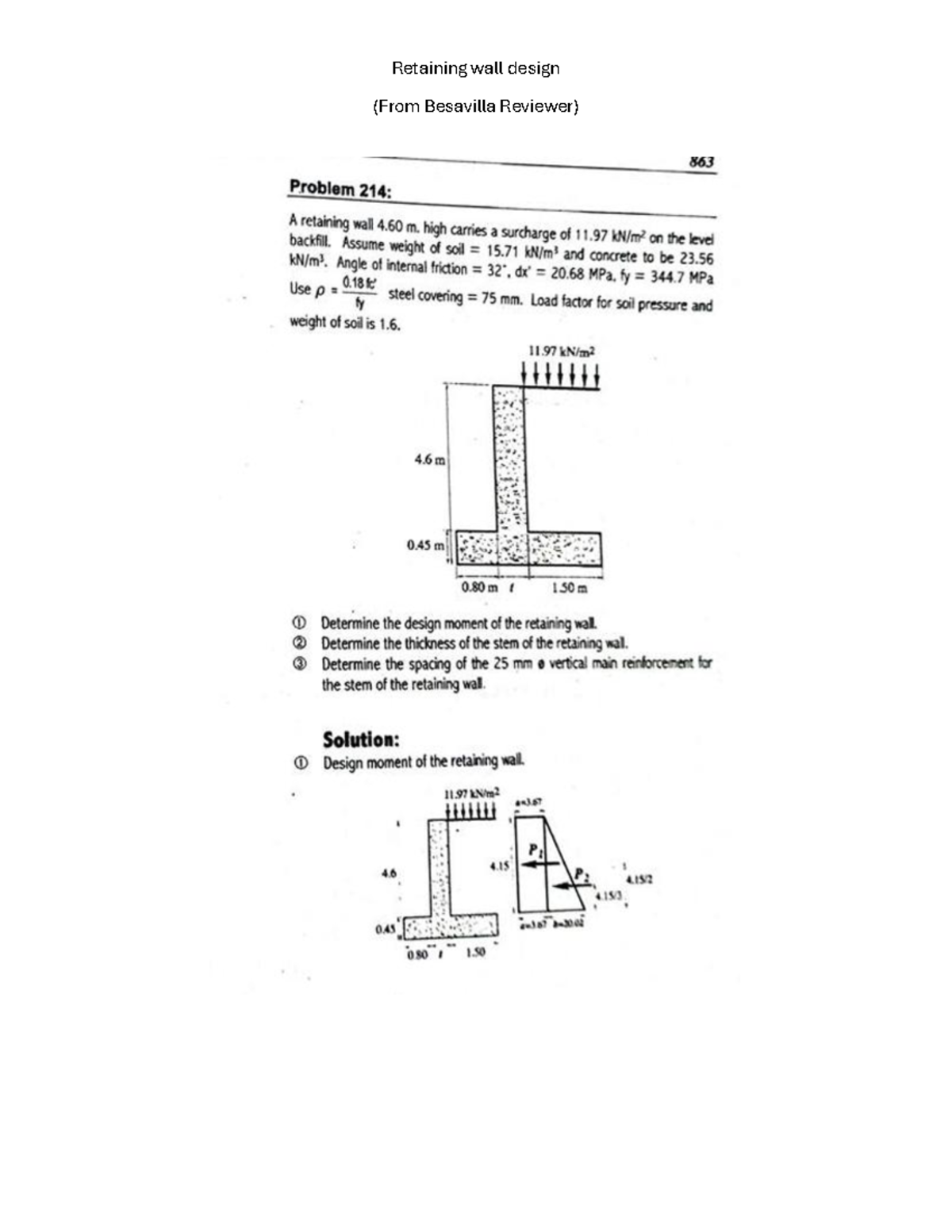 Retaining Wall Design Review Notes (From Besavilla) - Studocu