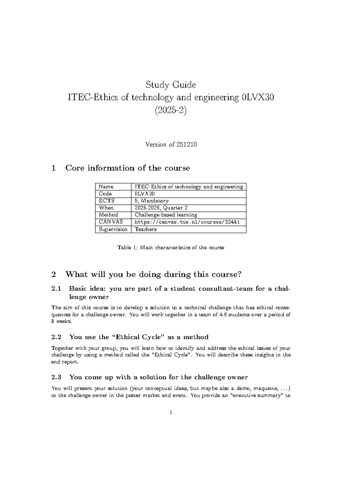 Study Guide for Technology and Engineering 0LVX30 - 2025 Version 1.0.12 ...