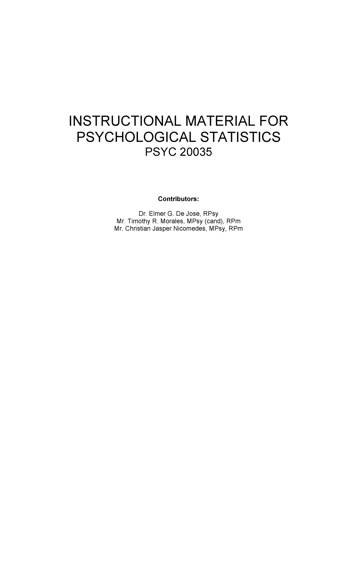 PSYC2003 Introductory Psychological Statistics Study Notes - Studocu