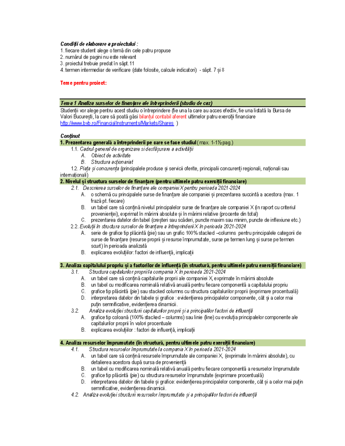 Teme și Structura Proiectului - Finanțe 2025-2026 - Studocu