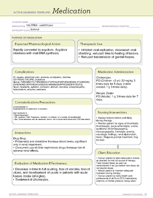 ATI Medication Sheets - ACTIVE LEARNING TEMPLATES STUDENT NAME ...
