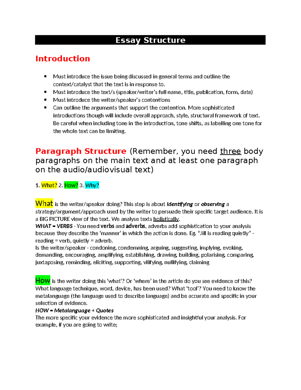 Argument Analysis Essay Structure: Key Components and Techniques - Studocu