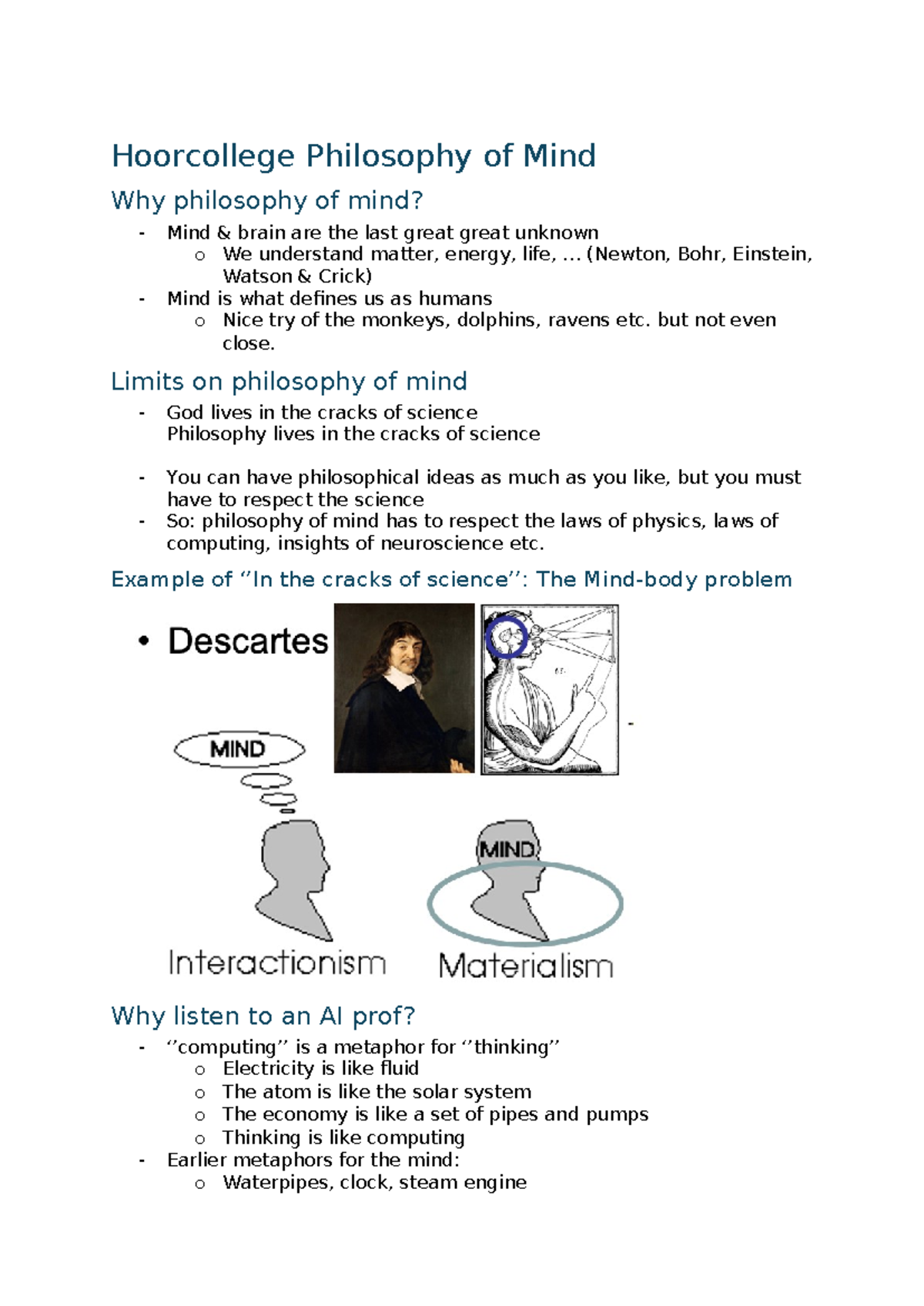 Hoorcollege PHIL 101: Exploring the Philosophy of Mind Concepts ...