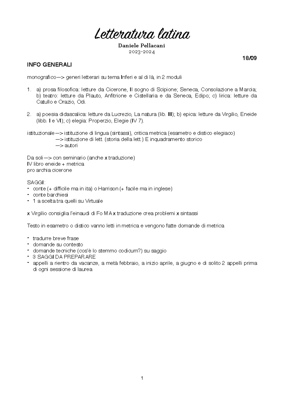 Letteratura latina, I modulo pdf - Letteratura latina Daniele Pellacani ...