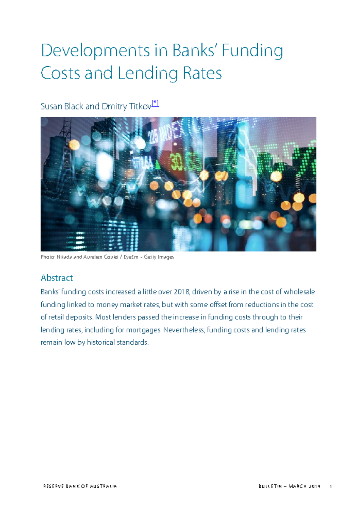 RBA 2018: Analysis of Banks' Funding Costs and Lending Rates Trends ...