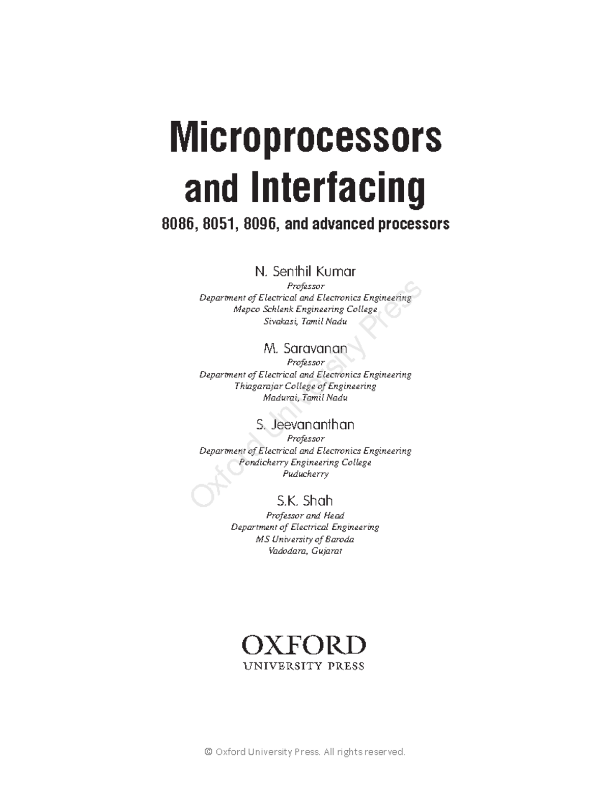 Microprocessor Systems: Evolution & Interfacing (Course Code ...