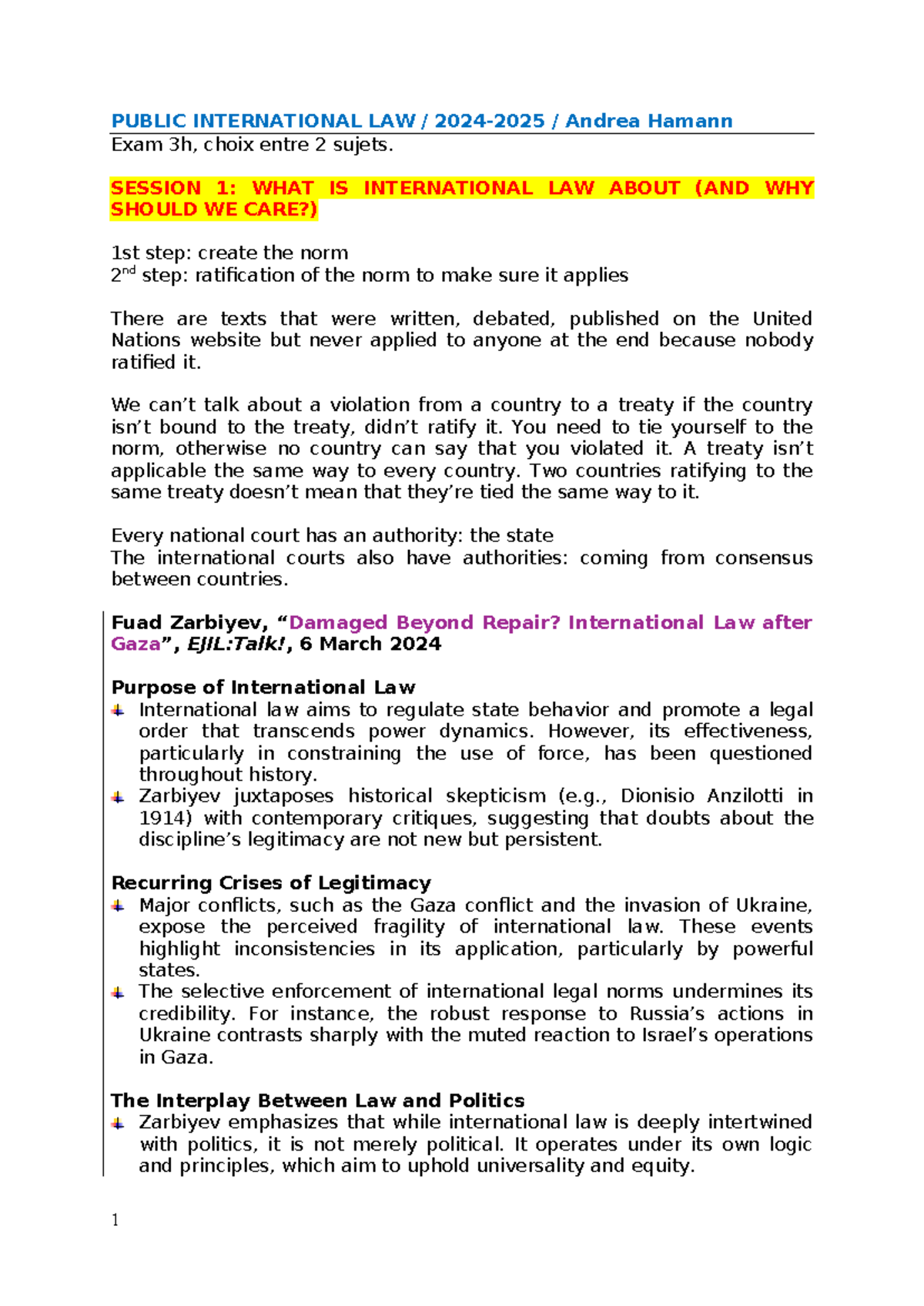 Public International Law - Exam Study Guide (2024-2025) - Studocu