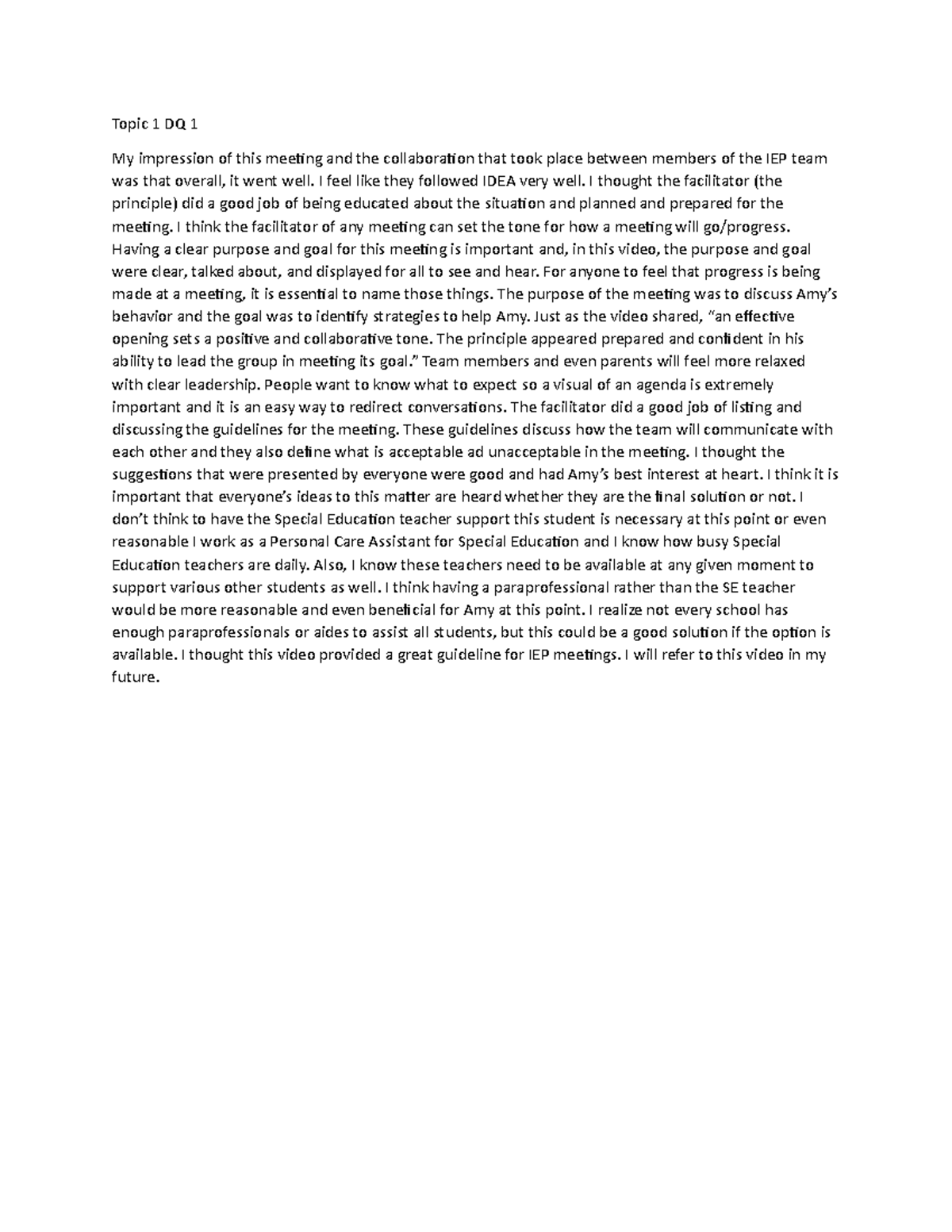 Topic 1 DQ 1 - Discussion Question - Topic 1 DQ 1 My impression of this ...
