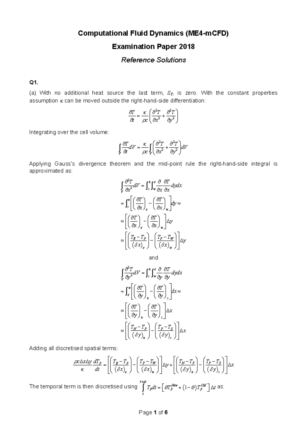 CFD 2018 Exam Solutions: Comprehensive Reference Guide - Studocu