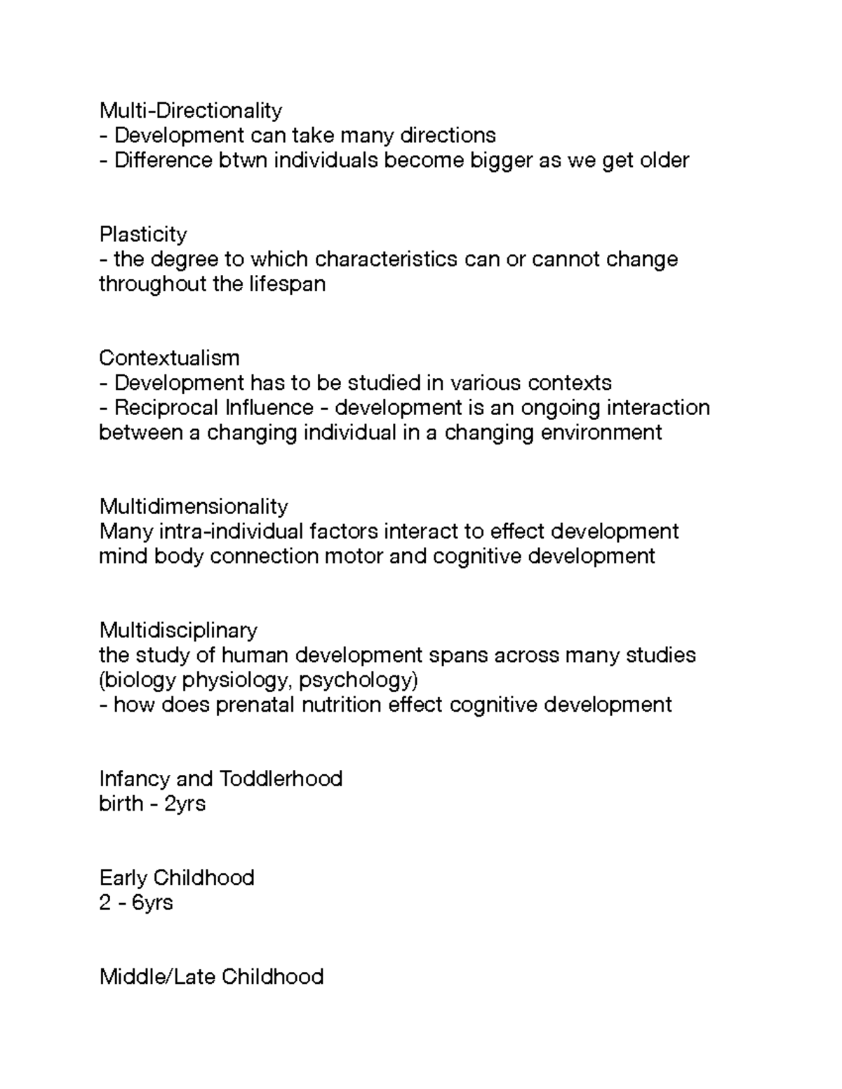 Hdfs 129 exam 1 review - Multi-Directionality Development can take many ...