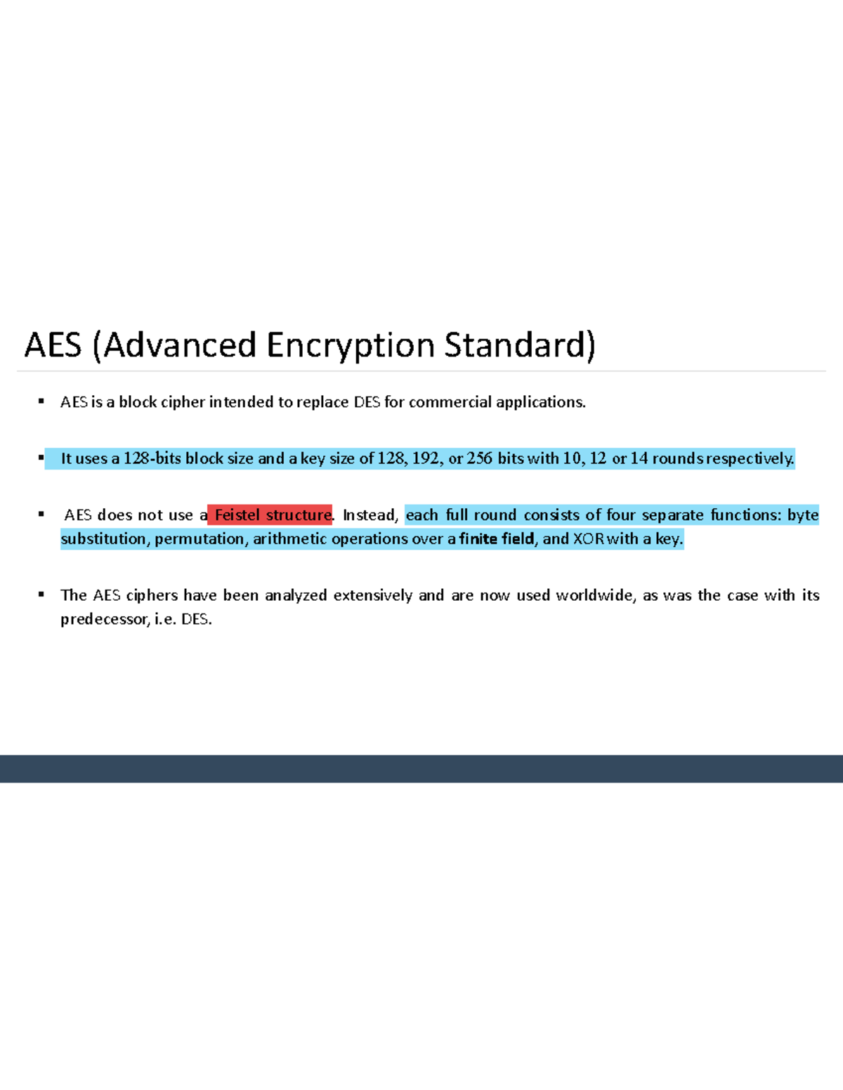 AES (Advanced Encryption Standard) Overview and Characteristics - Studocu