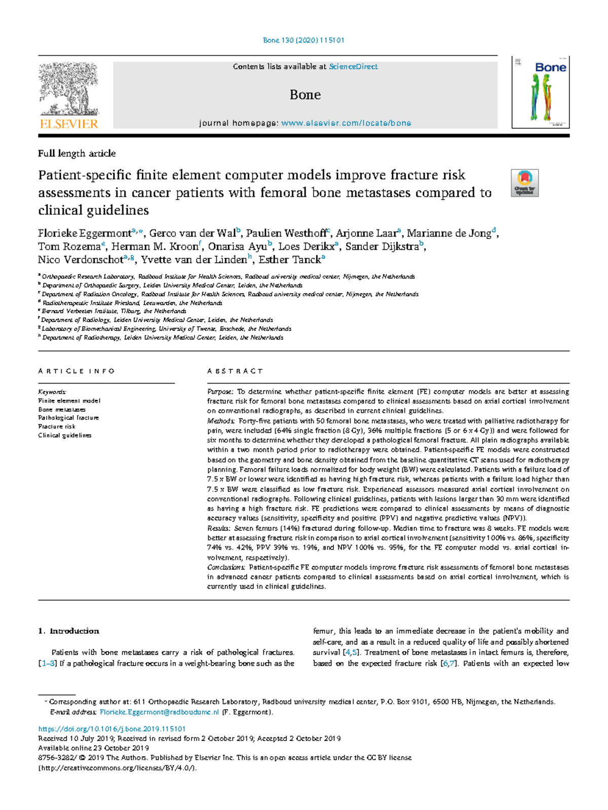 Improved Fracture Risk Assessments in Femoral Bone Metastases: FE ...