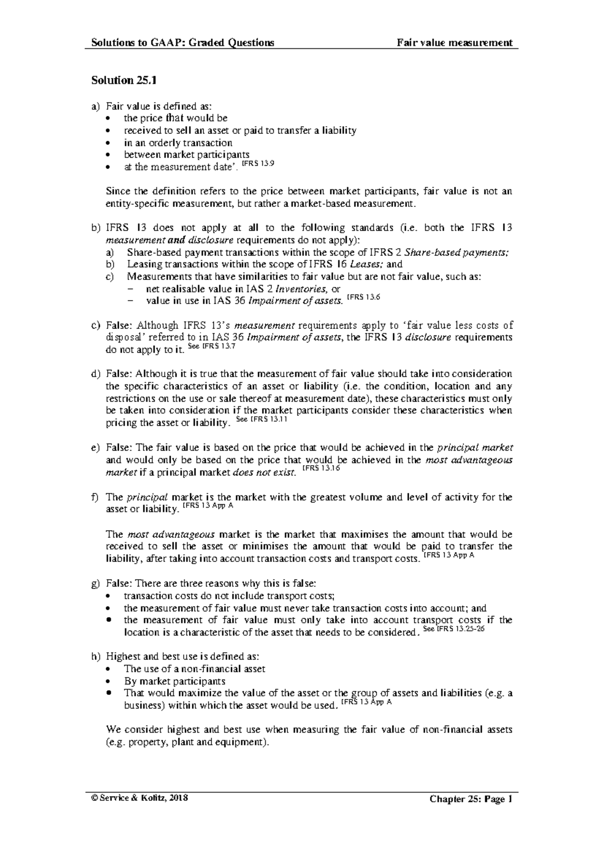 Fair Value Measurement Insights for IFRS 13 - Solution 25 Overview - Studocu