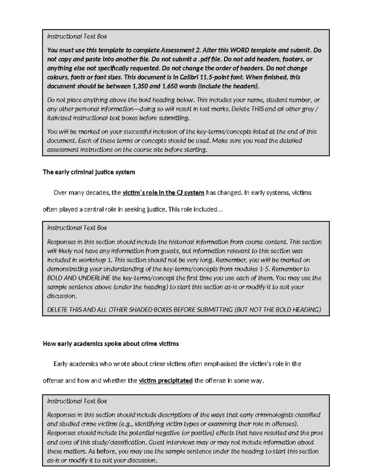 Assessment 2: Instructional Template for Criminal Justice System ...