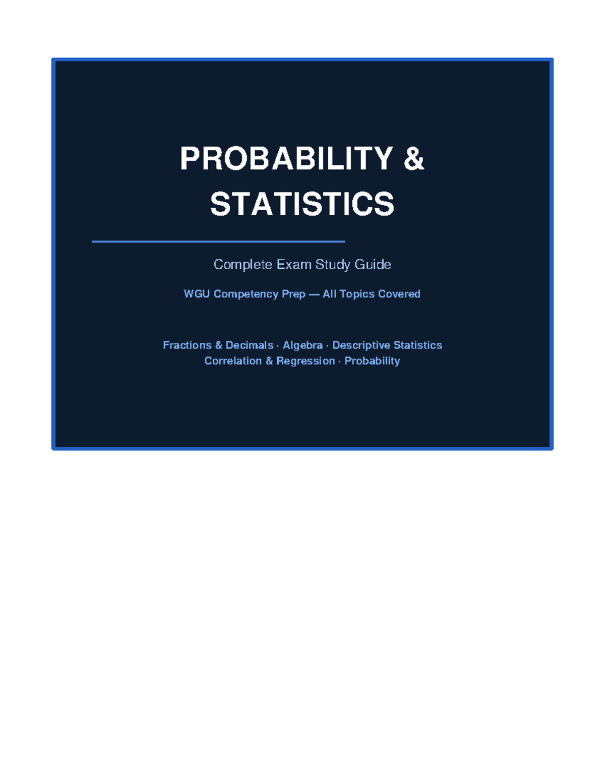Probability Statistics Study Guide: Complete Exam Prep for WGU - Studocu