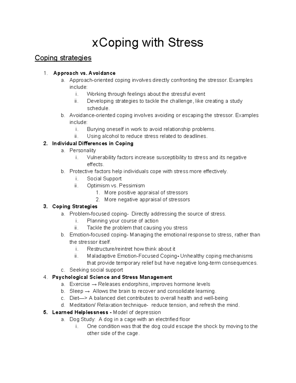 Week 4 - Coping with Stress: Strategies and Insights - Studocu