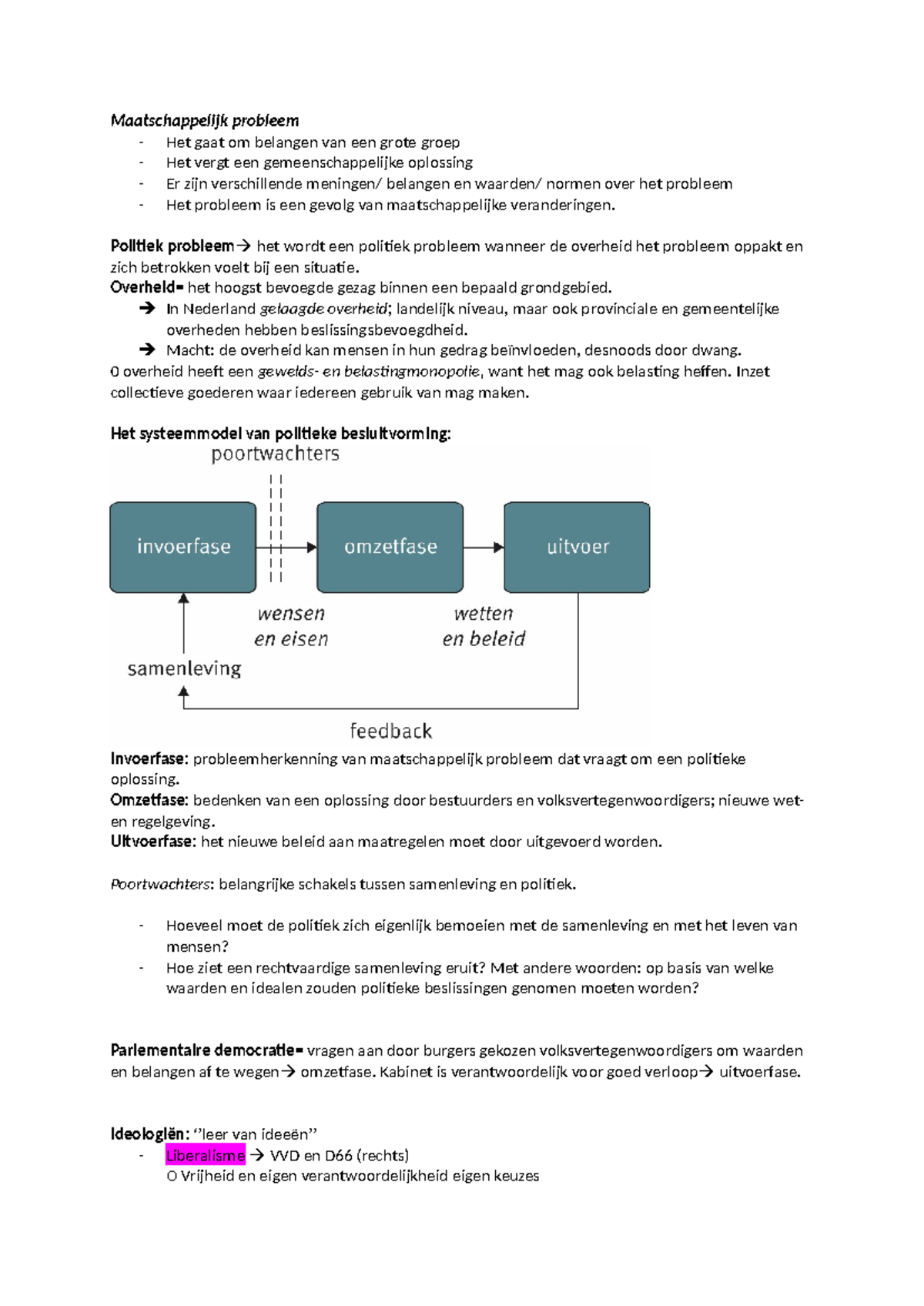 Maatschappijleer - Politieke Probleemstelling en Besluitvorming ...