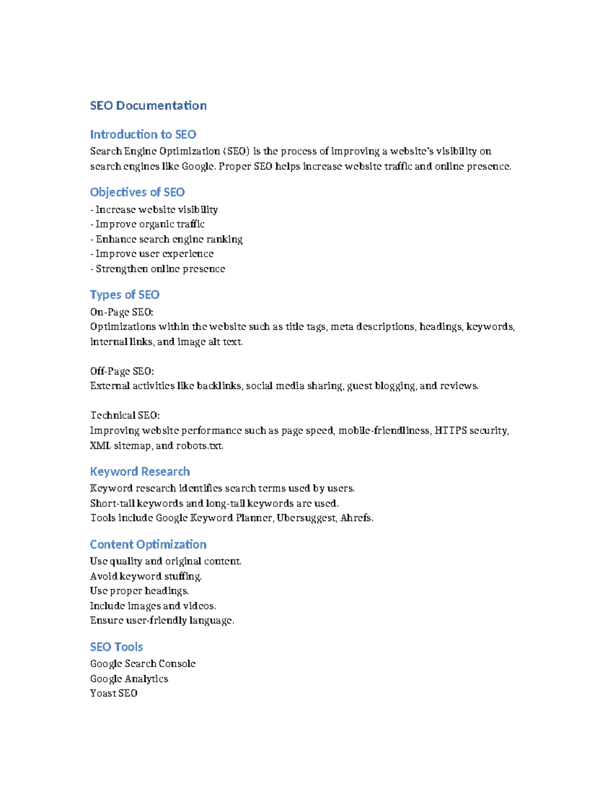 SEO Documentation: Introduction to SEO & Agile Methodology - Studocu