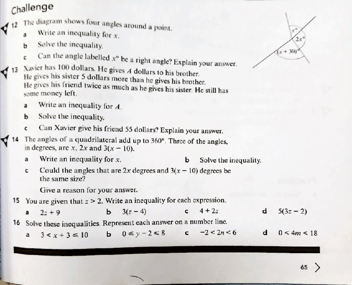 Unit 4 Challenge Questions: Inequalities and Angle Analysis - Studocu